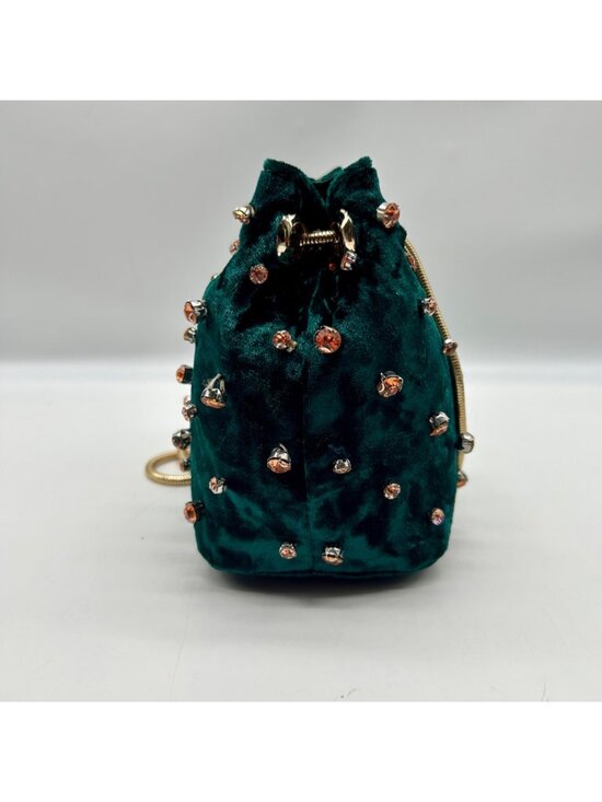 Madison West Green Velvet Party Bucket Bag main image 4